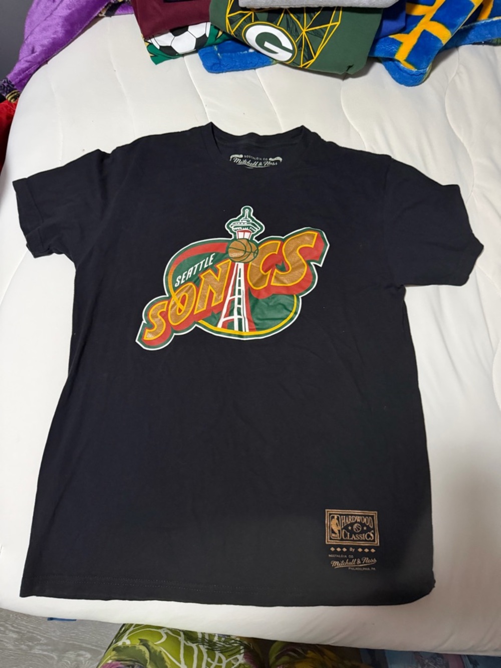 Mitchell & Ness Black Seattle SuperSonics Logo Tee